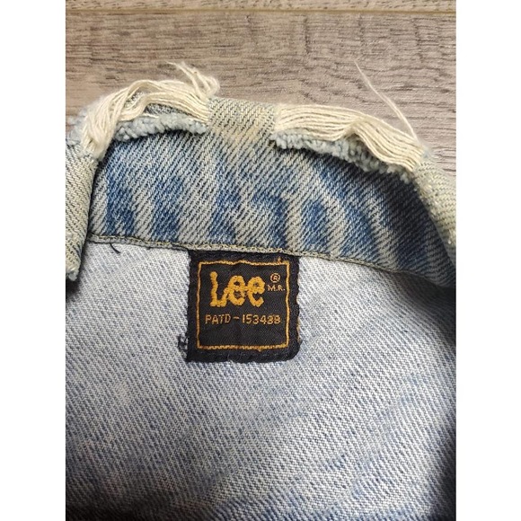 Vintage 80s Lee Blue Denim Georgia Hot Rod Trucker Jean Jacket Mens Medium M - Picture 3 of 8